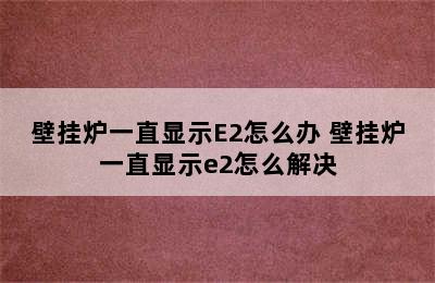 壁挂炉一直显示E2怎么办 壁挂炉一直显示e2怎么解决